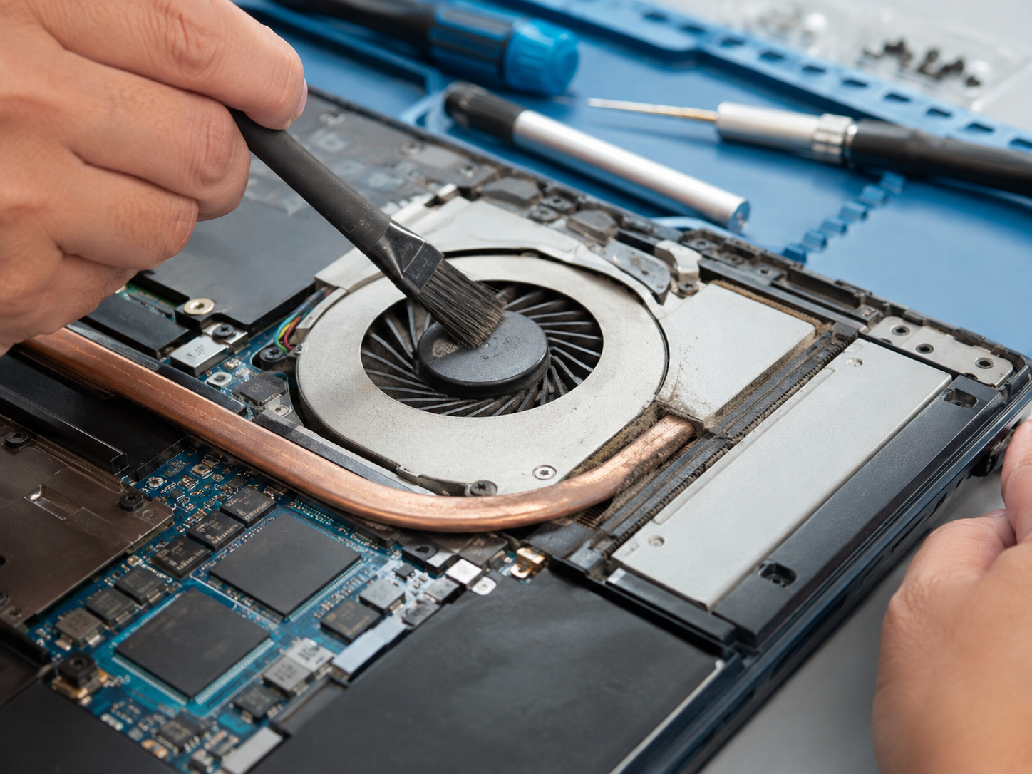 Proses pembersihan kipas laptop secara teliti